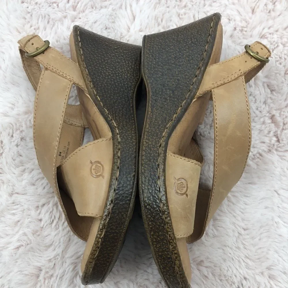 Born tan cross strap leather sandal size 8